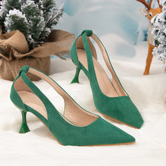 Women's Suede Stiletto Heeled Slingback Pumps