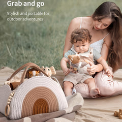 Large Capacity Diaper & Bottle Storage Bag Mommy Tote Linen Pink