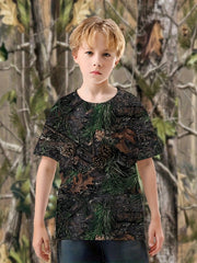 Boys Pinecone 3D Print Tee Top Round Neck Short Sleeve T-shirt