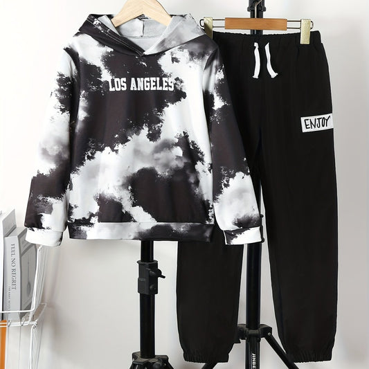 Boys 2pcs Tie Dye Sweatshirt Hoodie & Sweatpants Set
