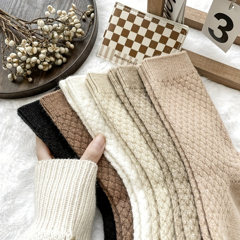 6 Pairs Argyle Pattern Socks Women's Mid Tube Stockings