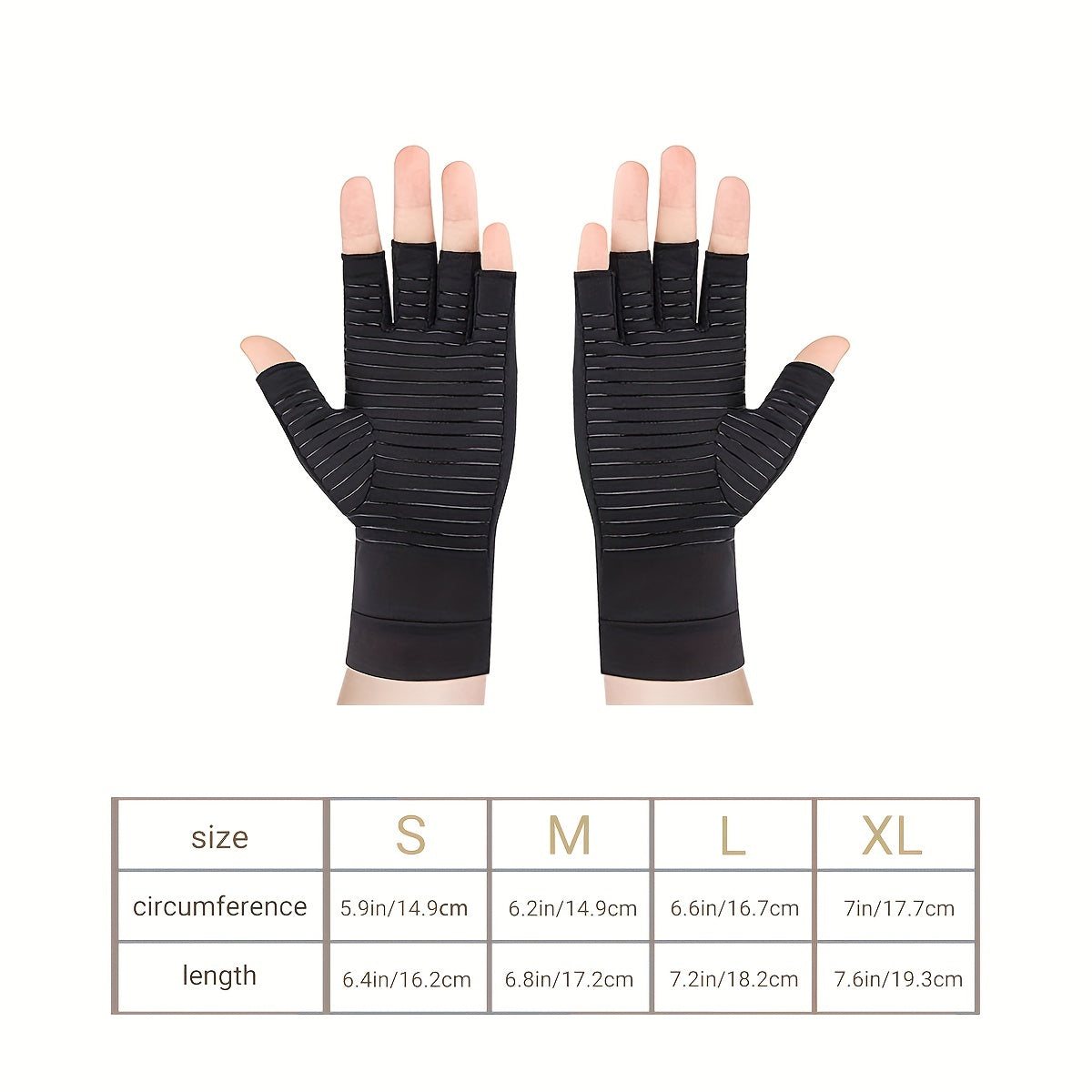 Copper Compression Half Finger Gloves for Joint Support