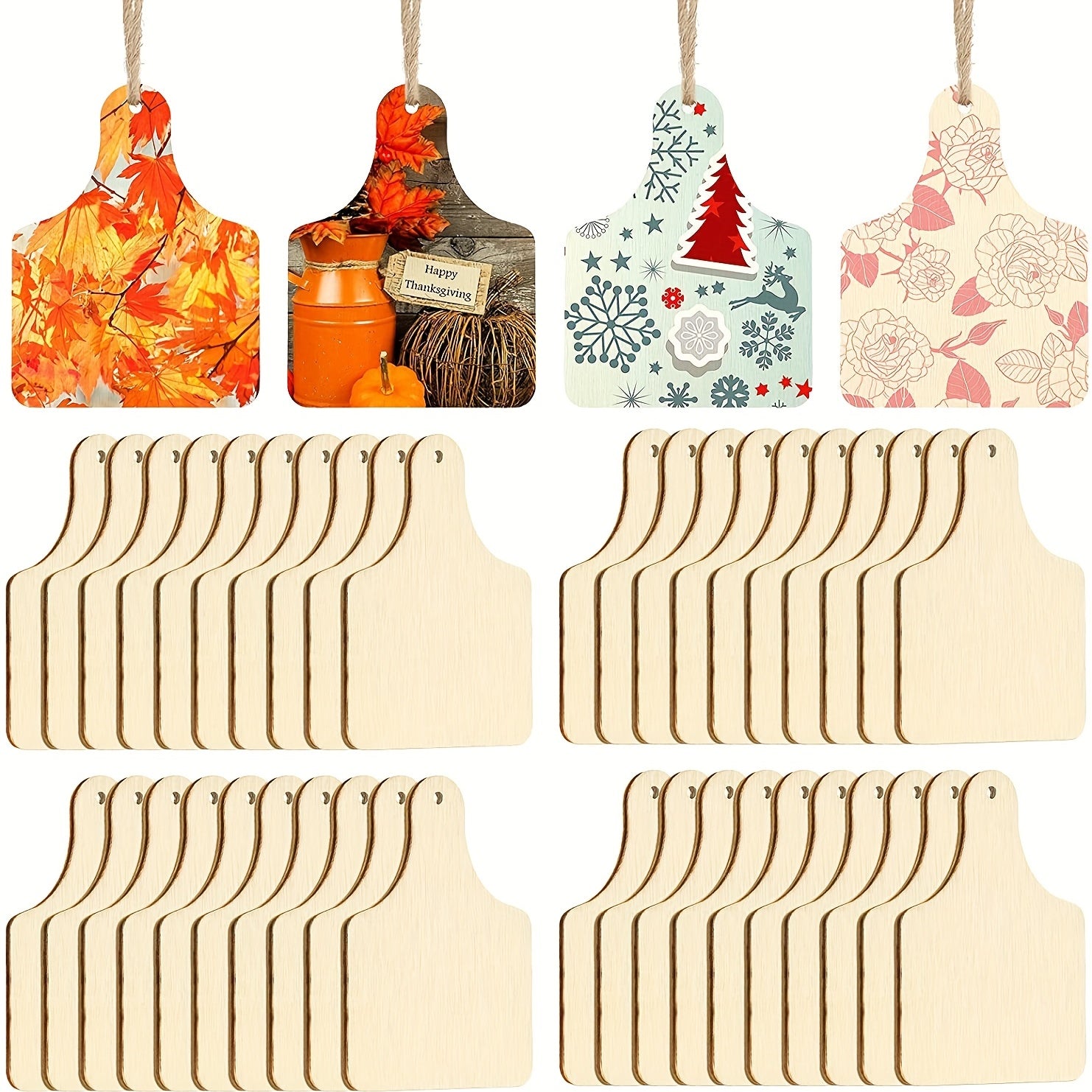 40pcs Wooden Rustic Hang Tags DIY Wooden Blank Tag Crafts Painting