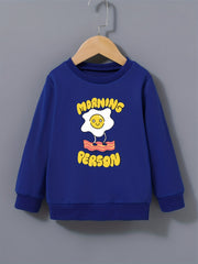 Fun Fried Eggs Graphic Girls Sweatshirt Casual Comfort Fit Kids Tops Pullover