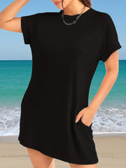 Casual Crew Neck Short Sleeve Dress Women's Clothing