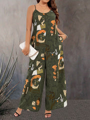 Abstract Print Wide Leg Cami Jumpsuit