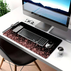 Rose Golden Glitter Desk Mat Large Gaming Mouse Pad Non Slip