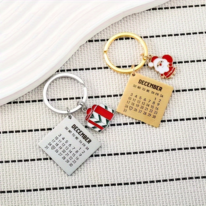 Santa Claus Christmas Calendar Key Chain Bag Purse Car Key Pendant Gift