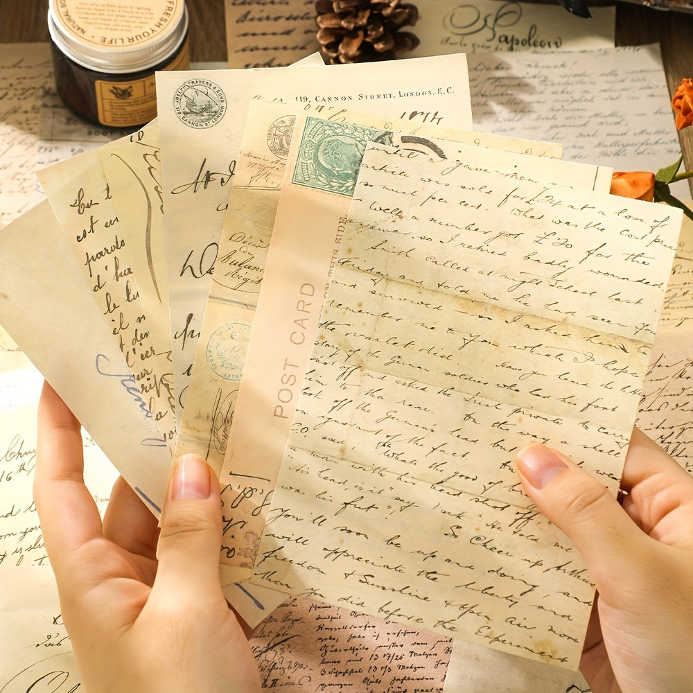 60 Sheets Vintage Scrapbook Paper Retro Letters Non sticky