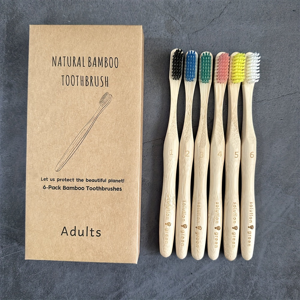 6 Pcs Bamboo Toothbrushes for Superior Oral Care