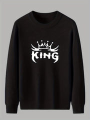 KING Knitted Sweater Men's Casual Warm Crew Neck Pullover