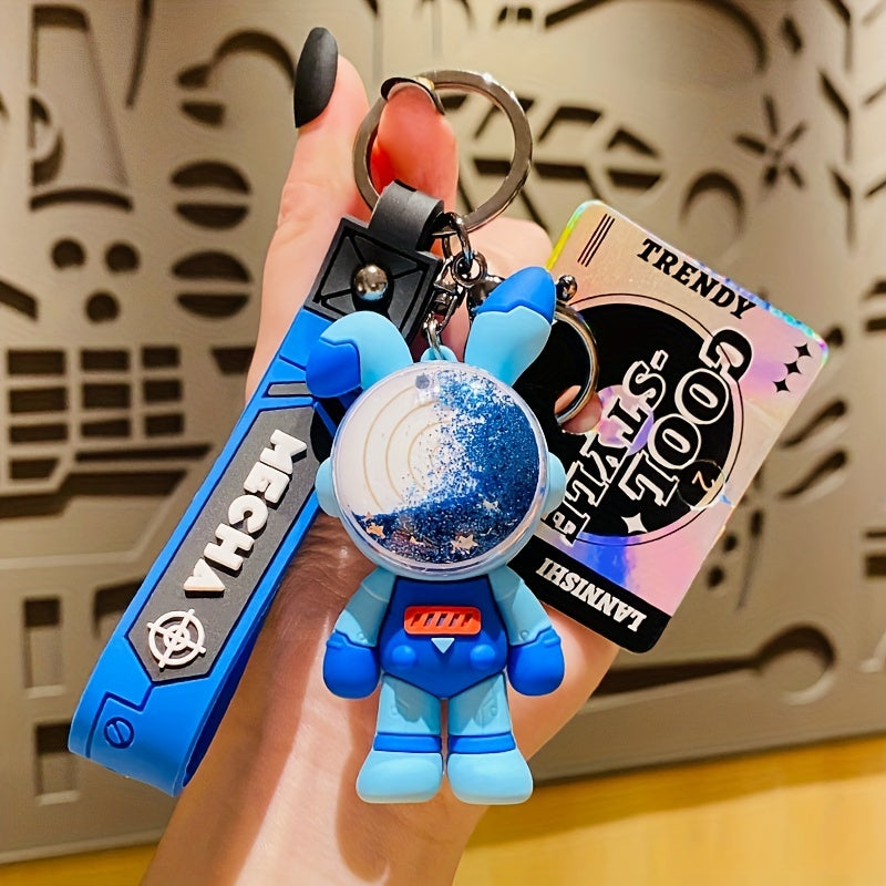 Cartoon Rotating Punk Rabbit Car Key Chain School Bag Pendant
