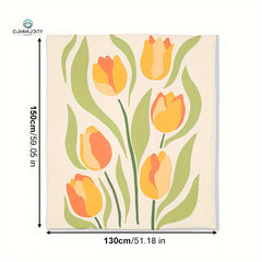 Tulip Floral Print Flannel Blanket Soft Warm Winter Throw