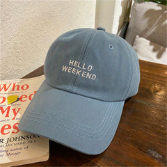 Casual Baseball Hello Weekend Embroidery Cotton Sun Hats Man Unisex Dad Hats
