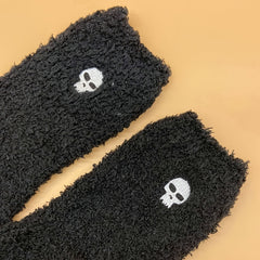 Cartoon Embroidered Coral Fleece Socks - Winter Women's Stocking