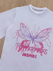 Butterfly & Letter Print Cover Up Shirt Beachwear Top Women's Swimwear