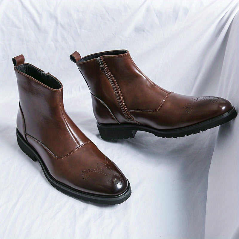 Men's High Top Zipper Boots Assorted Colors Dress Up Walking Shoes