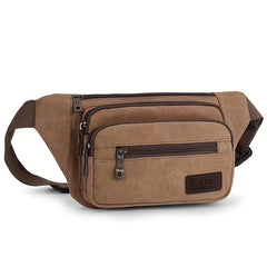Men's Canvas Waist Bag Outdoor Mobile Chest Running Sports Waist Bag