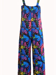 Butterfly Print Wide Leg Jumpsuit Casual Backless Jumpsuit