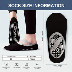 3 Pairs Women's Yoga Socks Non Slip With Grips - Barre Fitness