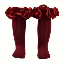 Girls Kids Lace Ruffled Crew Socks Sweet Breathable Comfy Skin-friendly