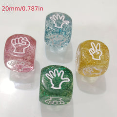 12 Transparent Glitter Dices Finger Puzzle Game 4 Colors 3 Pieces