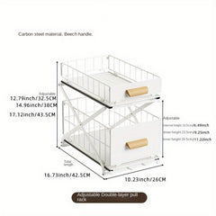 Adjustable Sink Pull Out Storage Rack Cabinet Drawer Basket