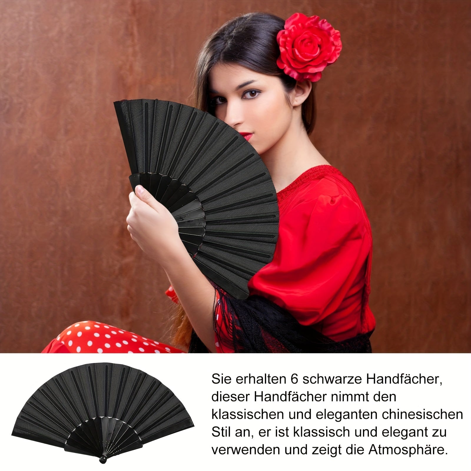 6pcs Portable Bamboo Folding Wedding Fans
