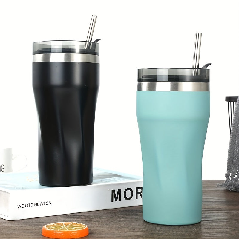 550ml Stainless Steel Reusable Coffee Cup with Straw