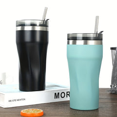 550ml Stainless Steel Reusable Coffee Cup with Straw