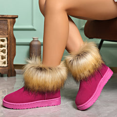Women's Non-Slip Thick Fluffy Snow Boots Winter Warm Medium Tube Shoes