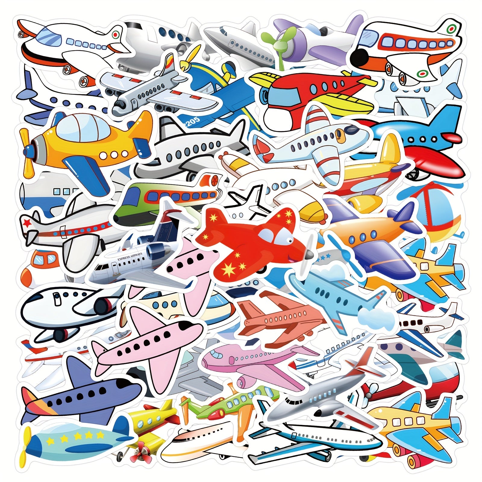63pcs Cartoon Plane Vinyl Stickers Pack Waterproof for Water Bottle Laptop Phone