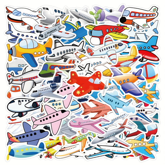 63pcs Cartoon Plane Vinyl Stickers Pack Waterproof for Water Bottle Laptop Phone