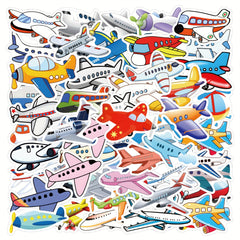 63pcs Cartoon Plane Vinyl Stickers Pack Waterproof for Water Bottle Laptop Phone