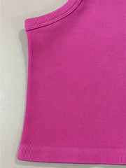 Ribbed Solid Sports Tank Top Sleeveless Yoga Running Top