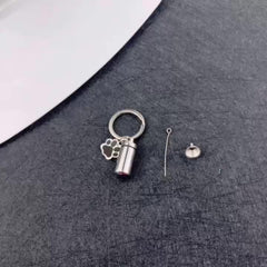 Stainless Steel Paw Print Memorial Cremation Urn Key Chain