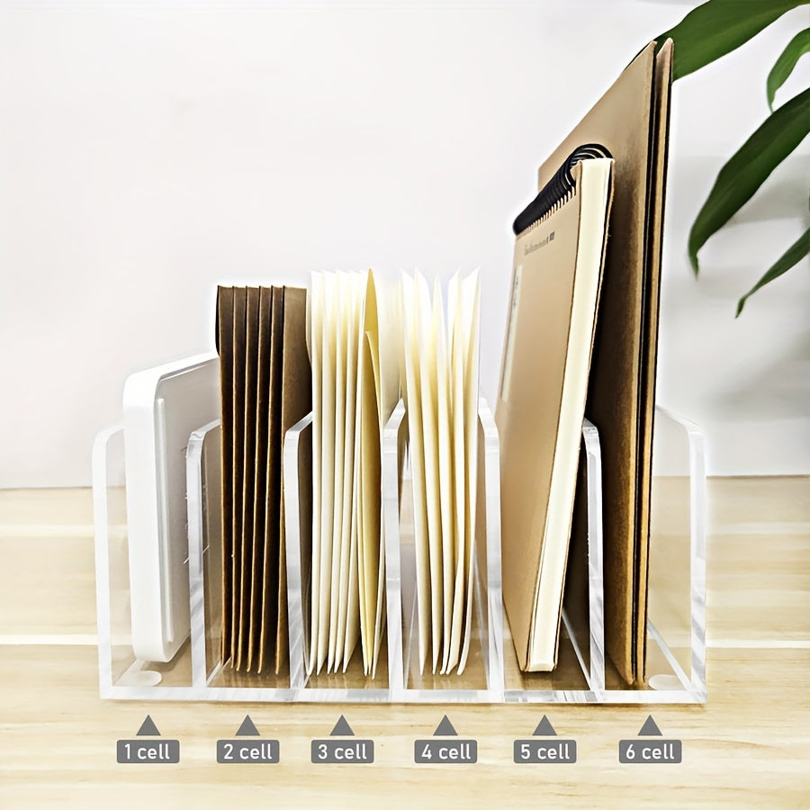 Acrylic Desktop File Organizer 5 Grid Office Home School Desk Organization