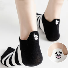 5 Pairs Soft Cow Pattern Ankle Socks Women's Stocking