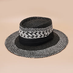 British Style Straw Hat Concave Top Jazz Hat
