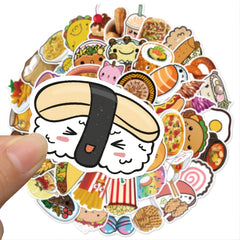 50pcs Cartoon Food Hand Account Stickers - Waterproof Graffiti Stickers