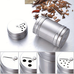 1 Pc Stainless Steel Spice Jar Rotating Cover Salt Sugar Bottle