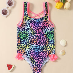 Girl's Polka Dot One Piece Swimsuit Halter Swimwear