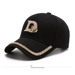 Rhinestone Letter D Baseball Cap Adjustable Women Hip Hop Sports Hat