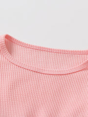 Girl's Ribbed Peplum Top & Leggings Set For Spring Fall