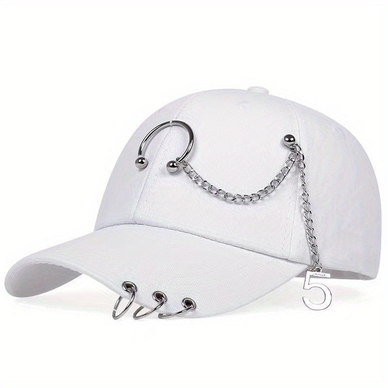 Metal Chain Iron Ring Baseball Cap Outdoor Sunshade Sunscreen Peaked Cap