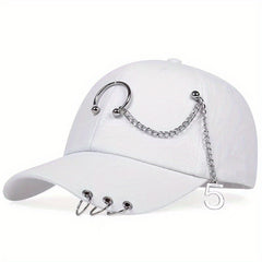 Metal Chain Iron Ring Baseball Cap Outdoor Sunshade Sunscreen Peaked Cap