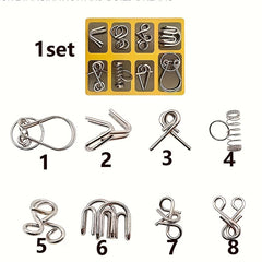 Luban Lock Toy Set of 8 Golden Rings Family Party Game
