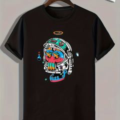 Cartoon Print Men's Graphic T-shirt for Summer