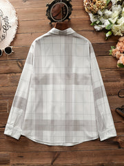 Plaid Print Button Up Long Sleeve Blouse