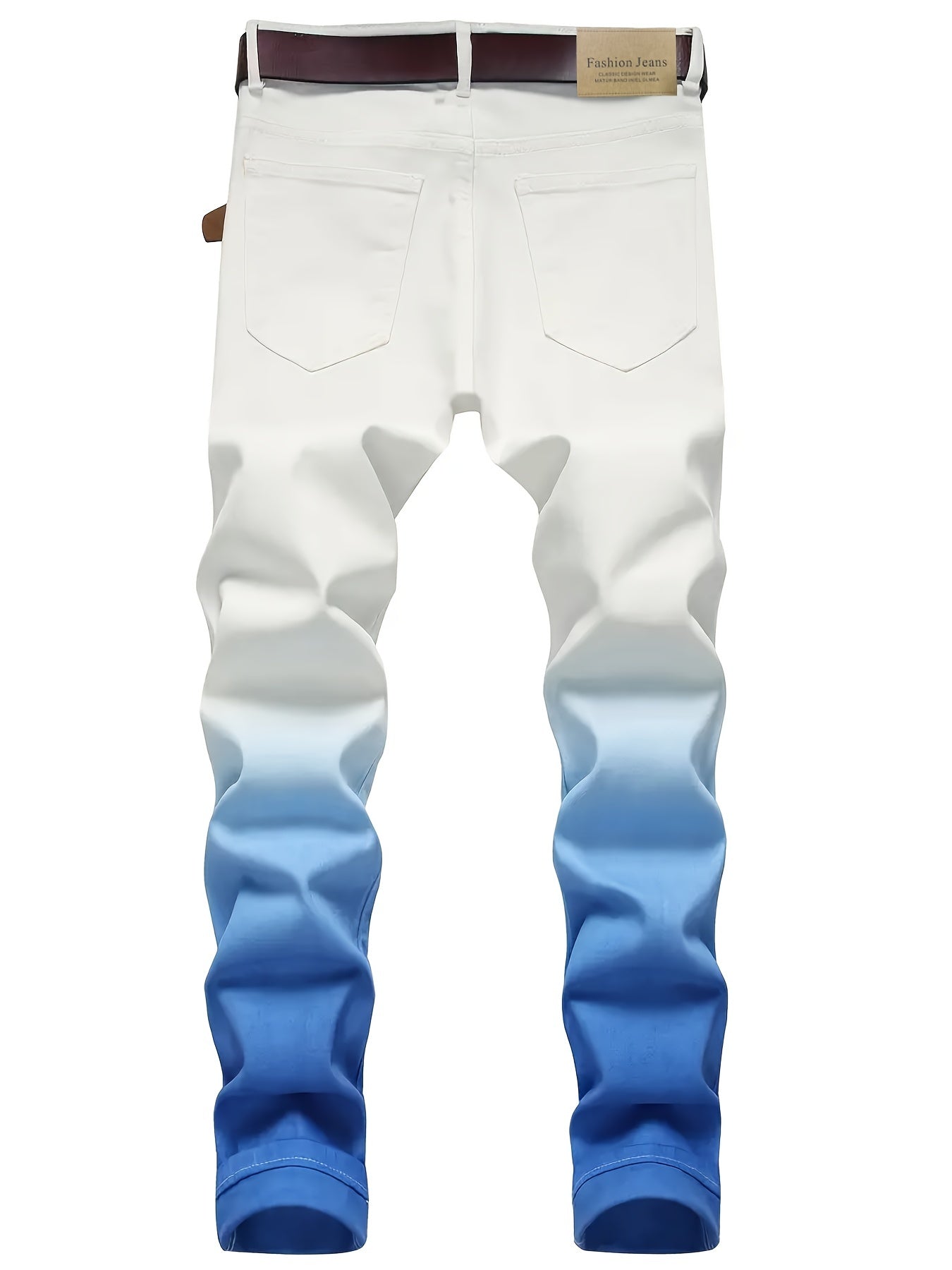 Men's Gradient Straight Denim Jeans with Pockets